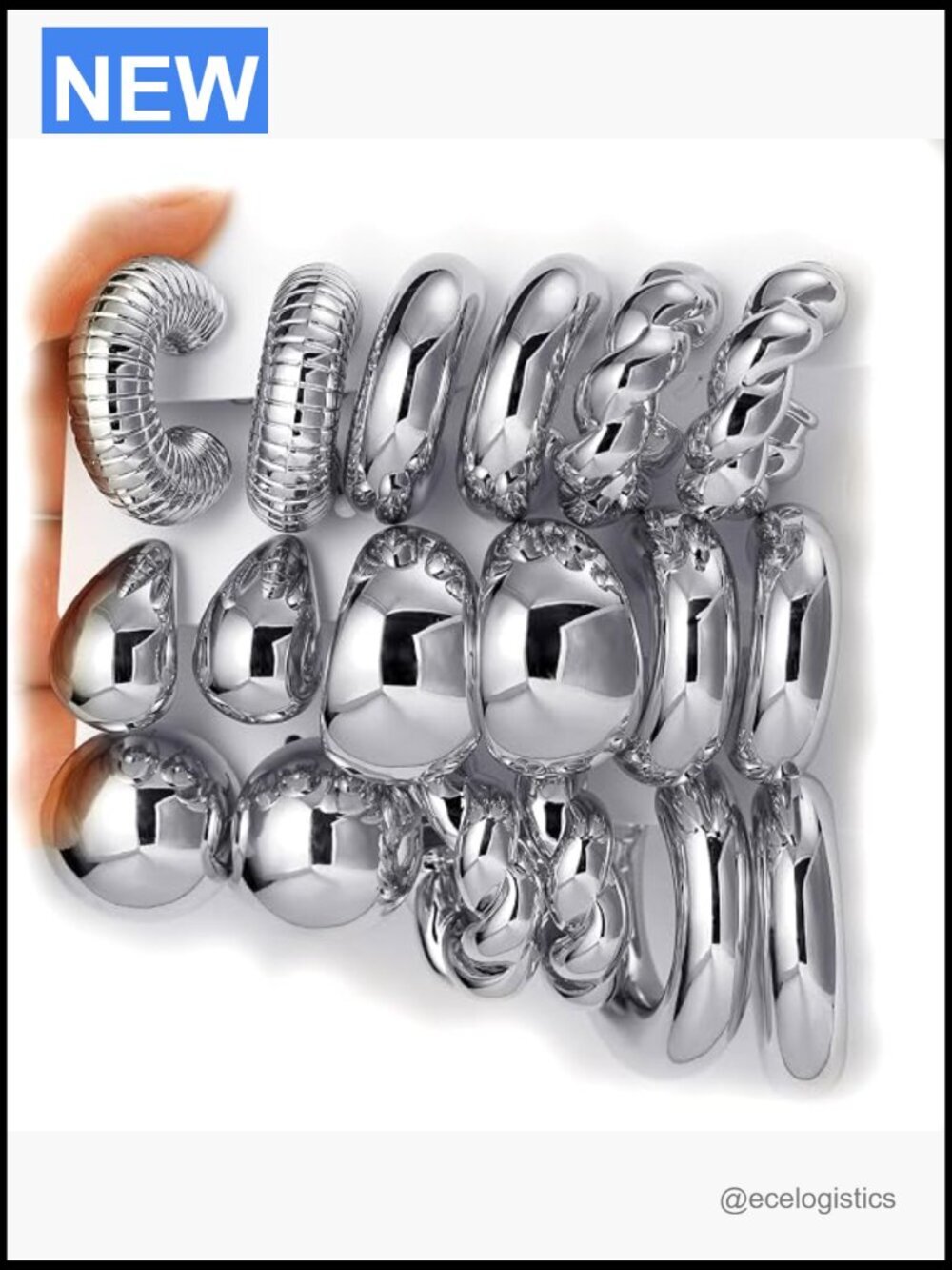9 Pairs Chunky Gold and Silver Hoop Earrings Set for Women Trendy Statement